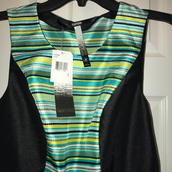 NWT Kensie Bead Stripe Fit & Flare Dress - Picture 4 of 6